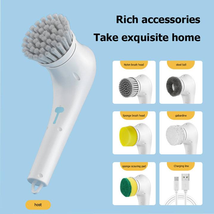 Electric Handheld Dishwashing Brush - Kitchen Household Handheld Scrubber