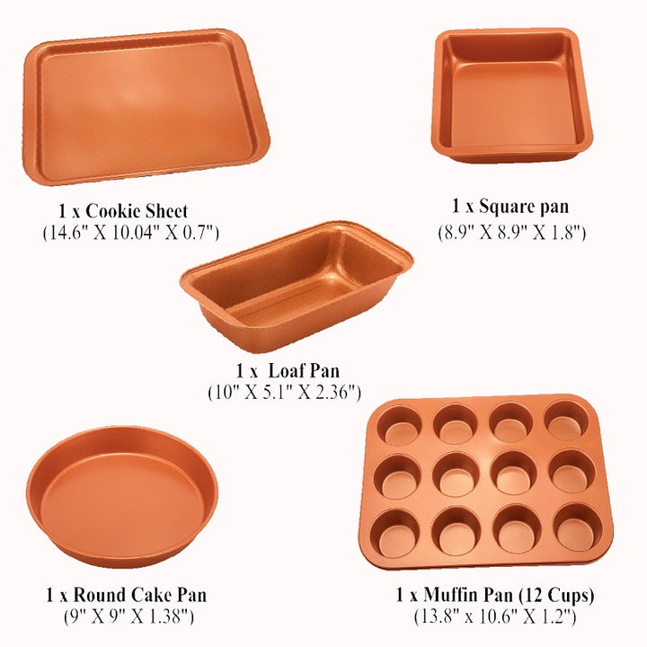 5 Pcs Baking Pans - Organic Eco Friendly Nonstick Coating