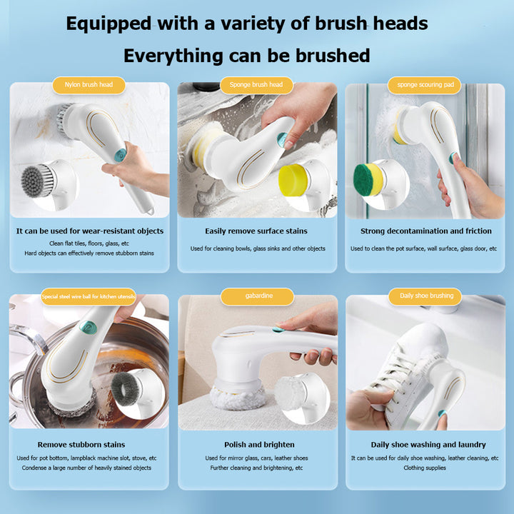 Electric Handheld Dishwashing Brush - Kitchen Household Handheld Scrubber